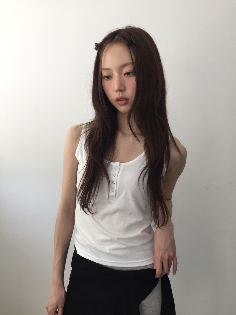 Classic Henry Button Sleeveless (4color)