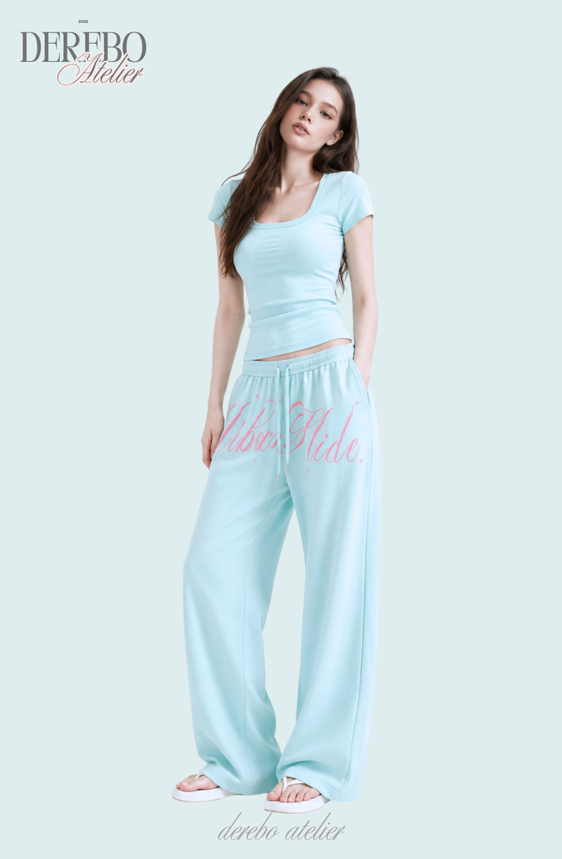 Taylor Mint Lettering Casual Wide Pants (TOP)