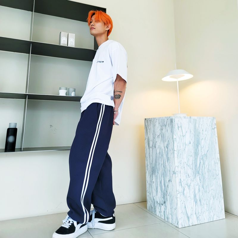 Waffle wide pants 4color