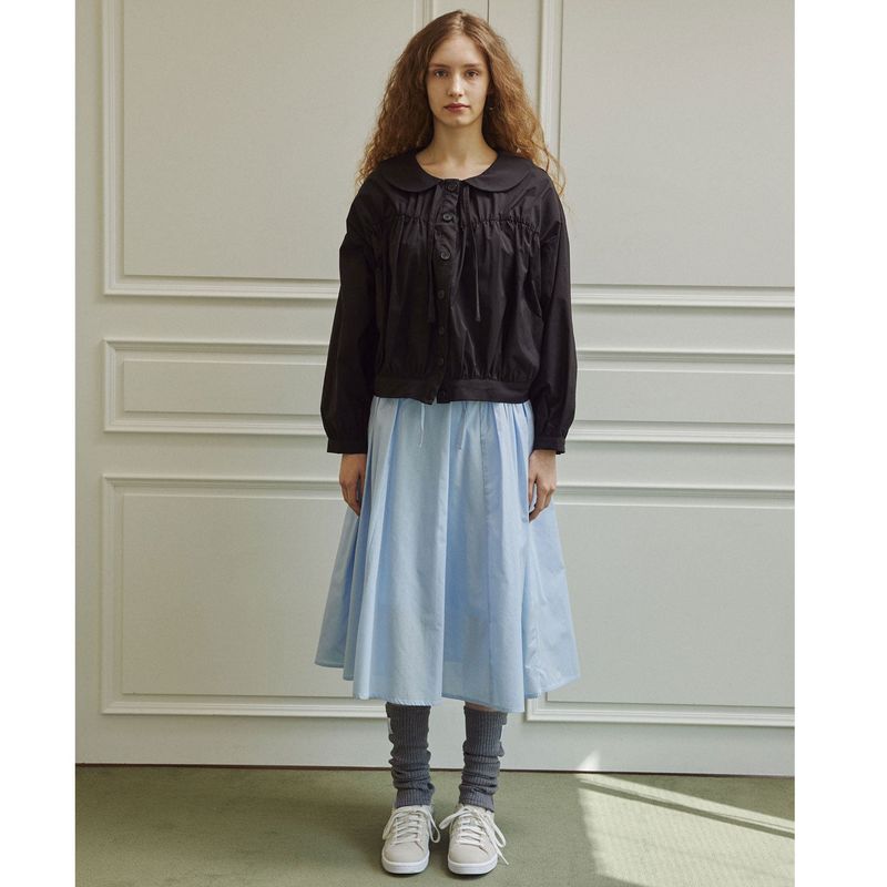 Loving shirring windbreaker jumper (black)