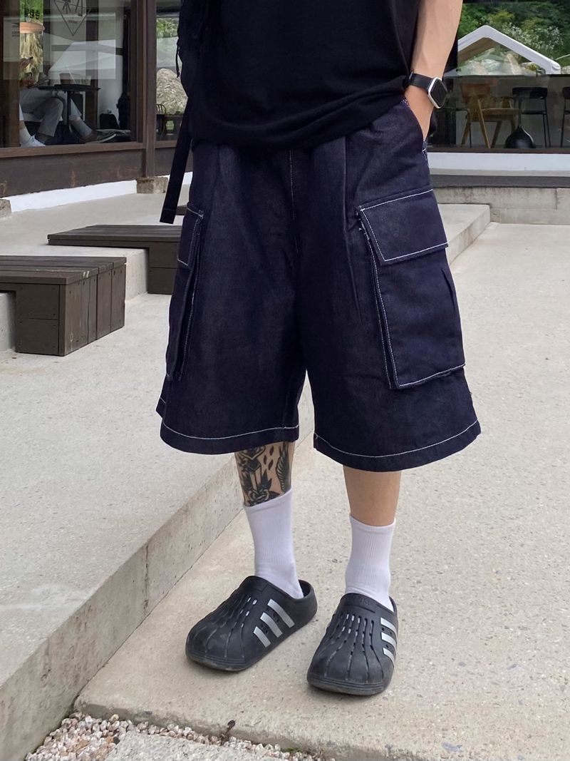 Stitch Bermuda Cargo Denim