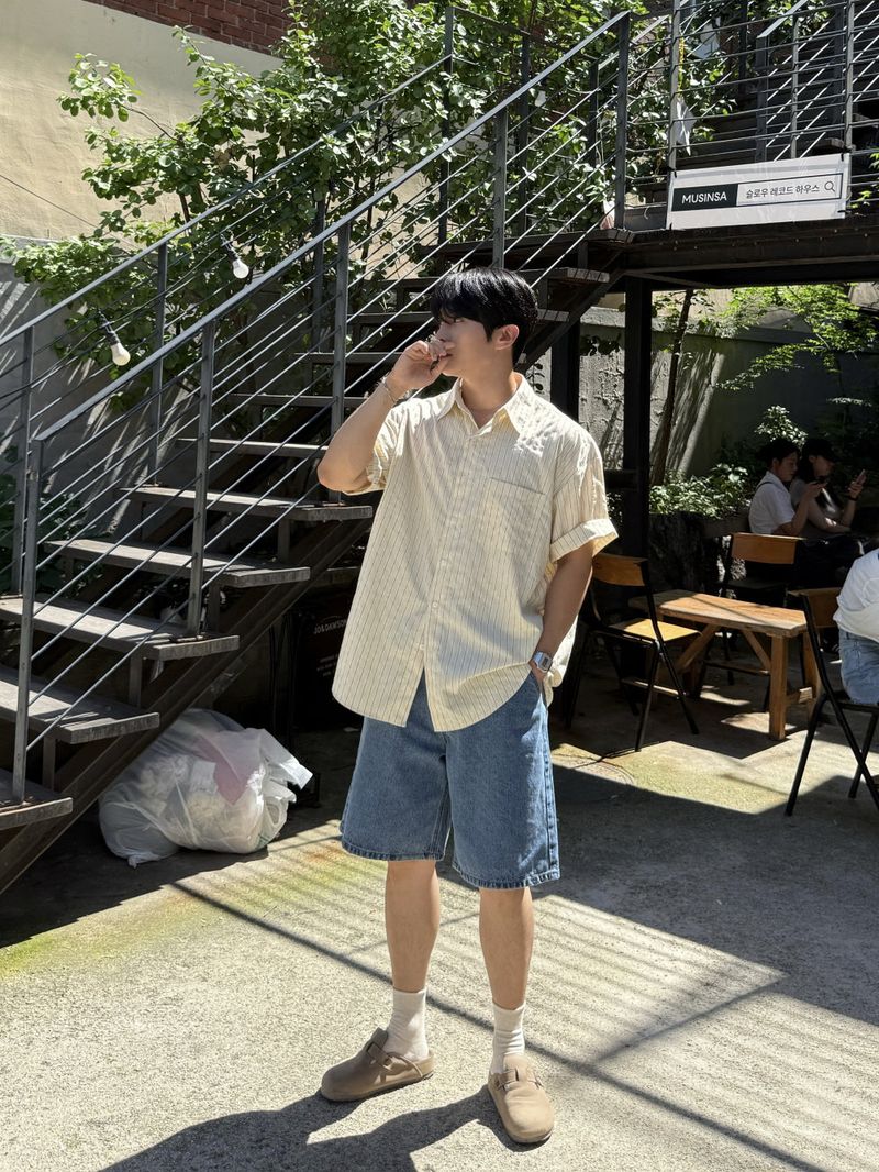 Basic wide denim shorts