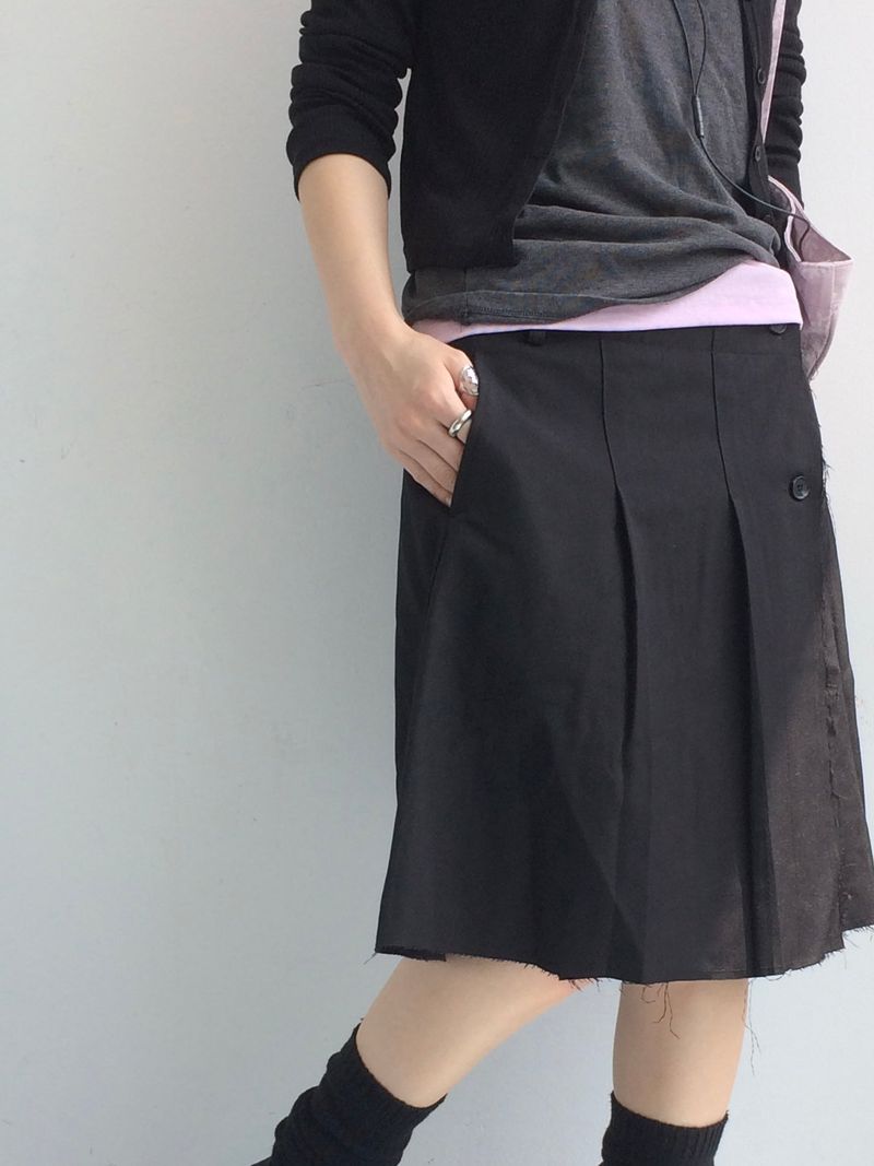 Fringe Button Wrap Skirt