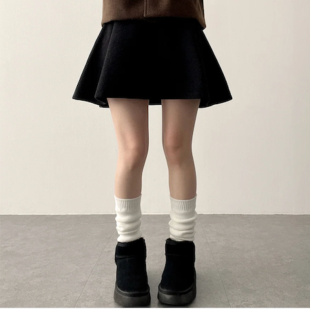 Lorton Wool Pin Tuck Flared Miniskirt