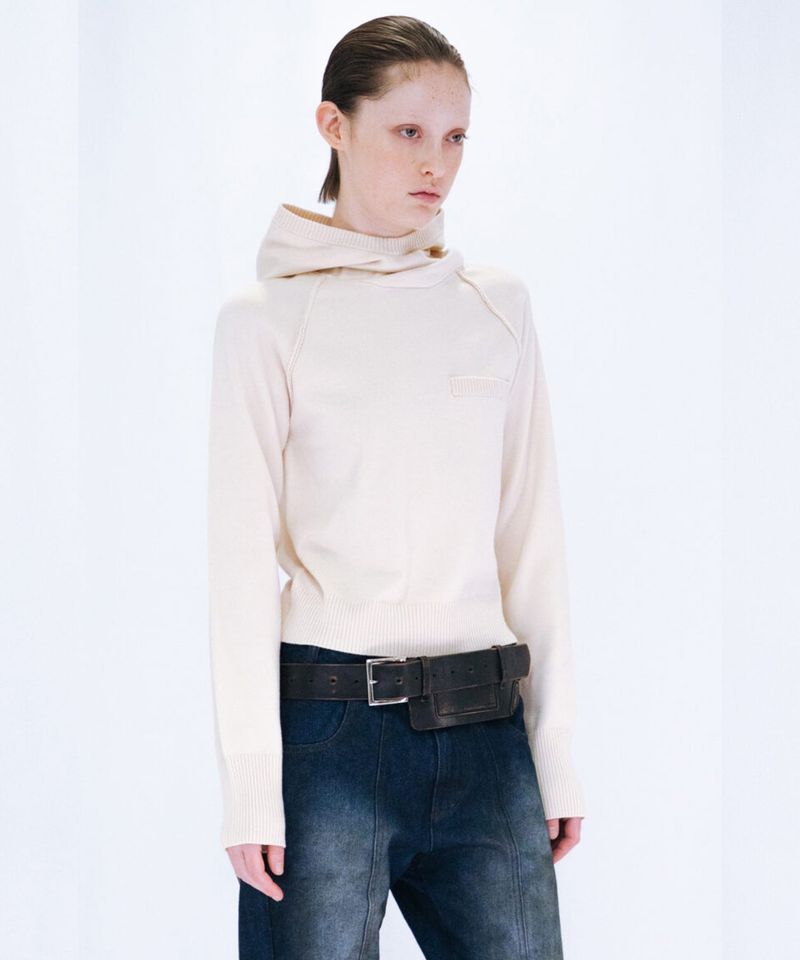 KNIT HOODIE TOP