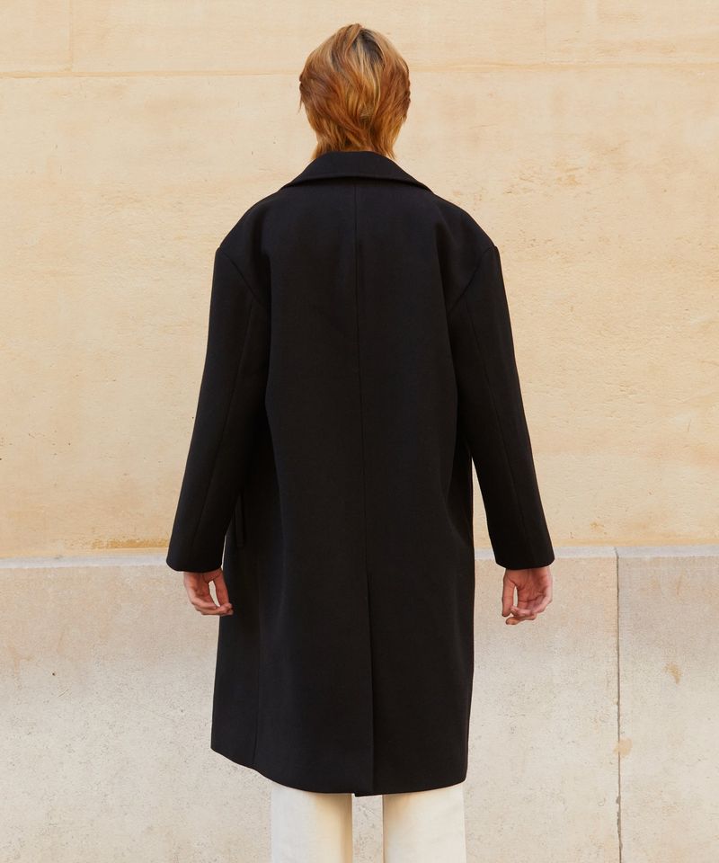 RCH wool blended oversized long coat black