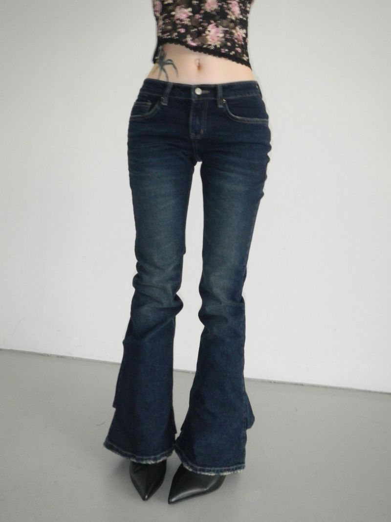 down ruched dark denim bootcut pt