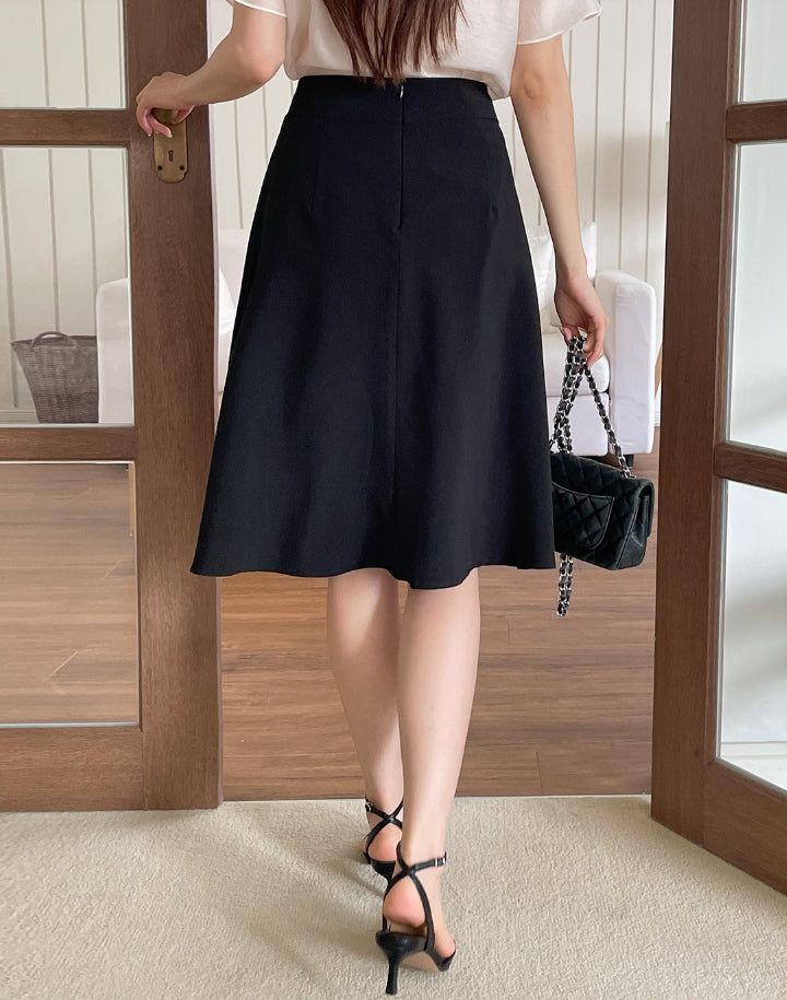 Rihelle Unbalanced Flare Midi Skirt