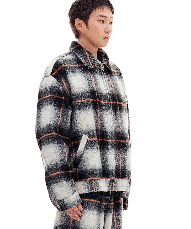 BRUSHED FLANNEL ZIP JACKET (BLACK)