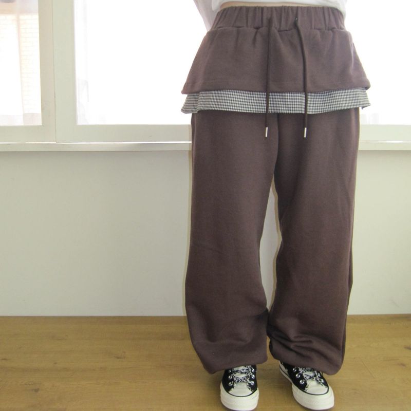 チェックラッフルスウェットパンツ