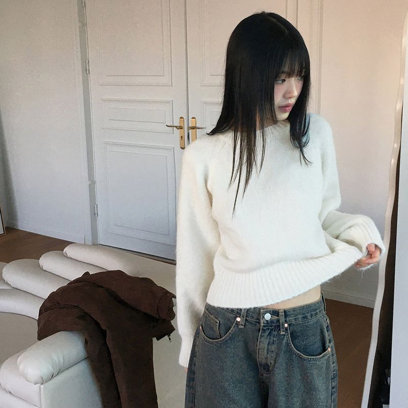 Adieu pastel gradation mix round long sleeve knit