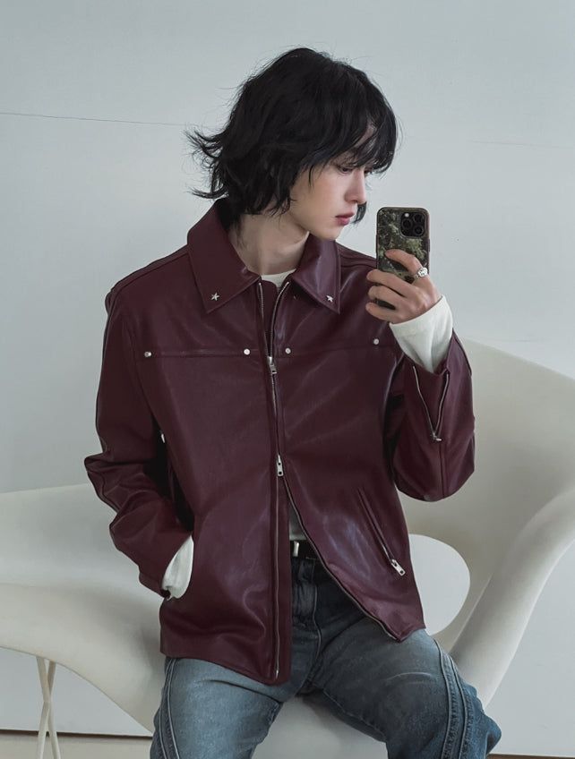 2PLAN(ツープラン)の「Star stud track line leather jacket(Jackets/Outerwear)」