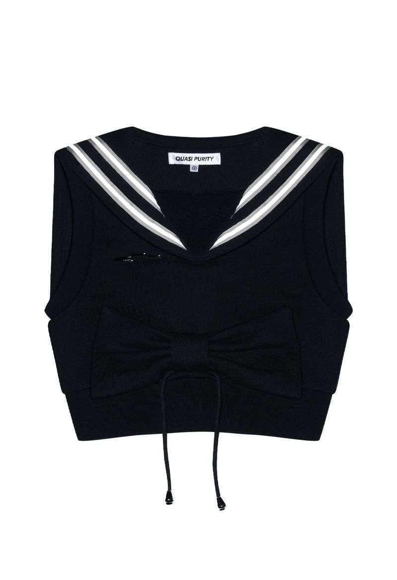 RIBBON SAILOR VEST (BLACK)