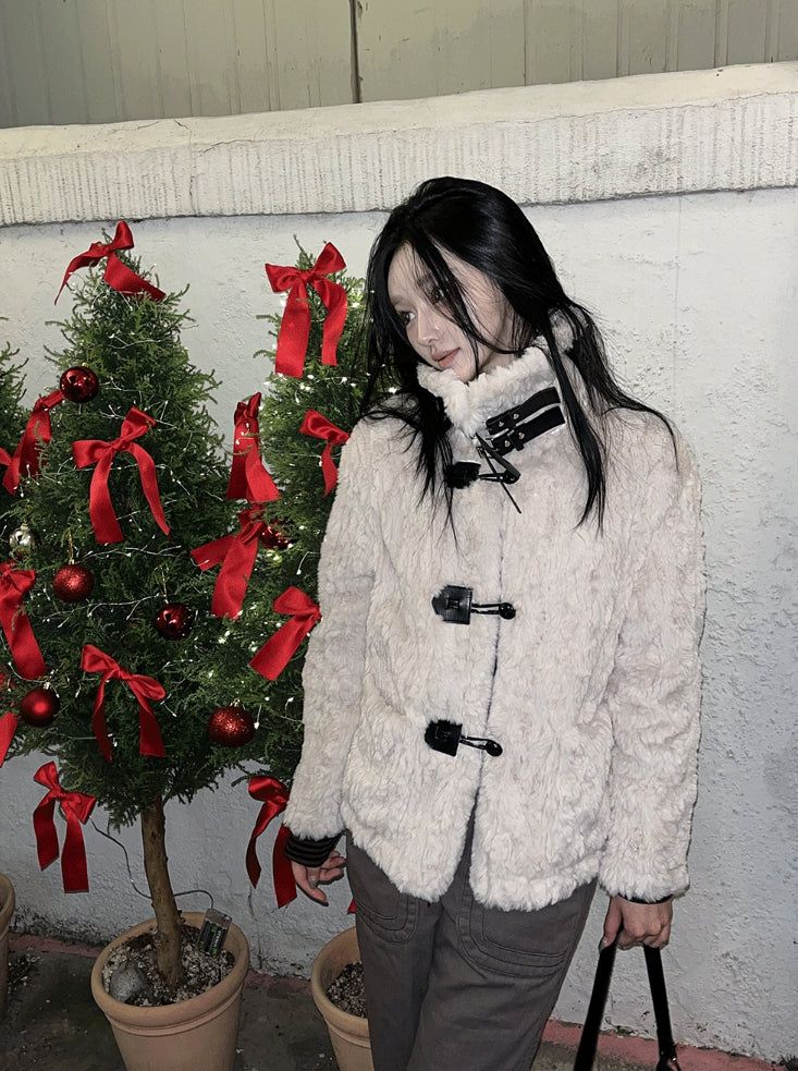 Black Belt Cozy Fur Jacket