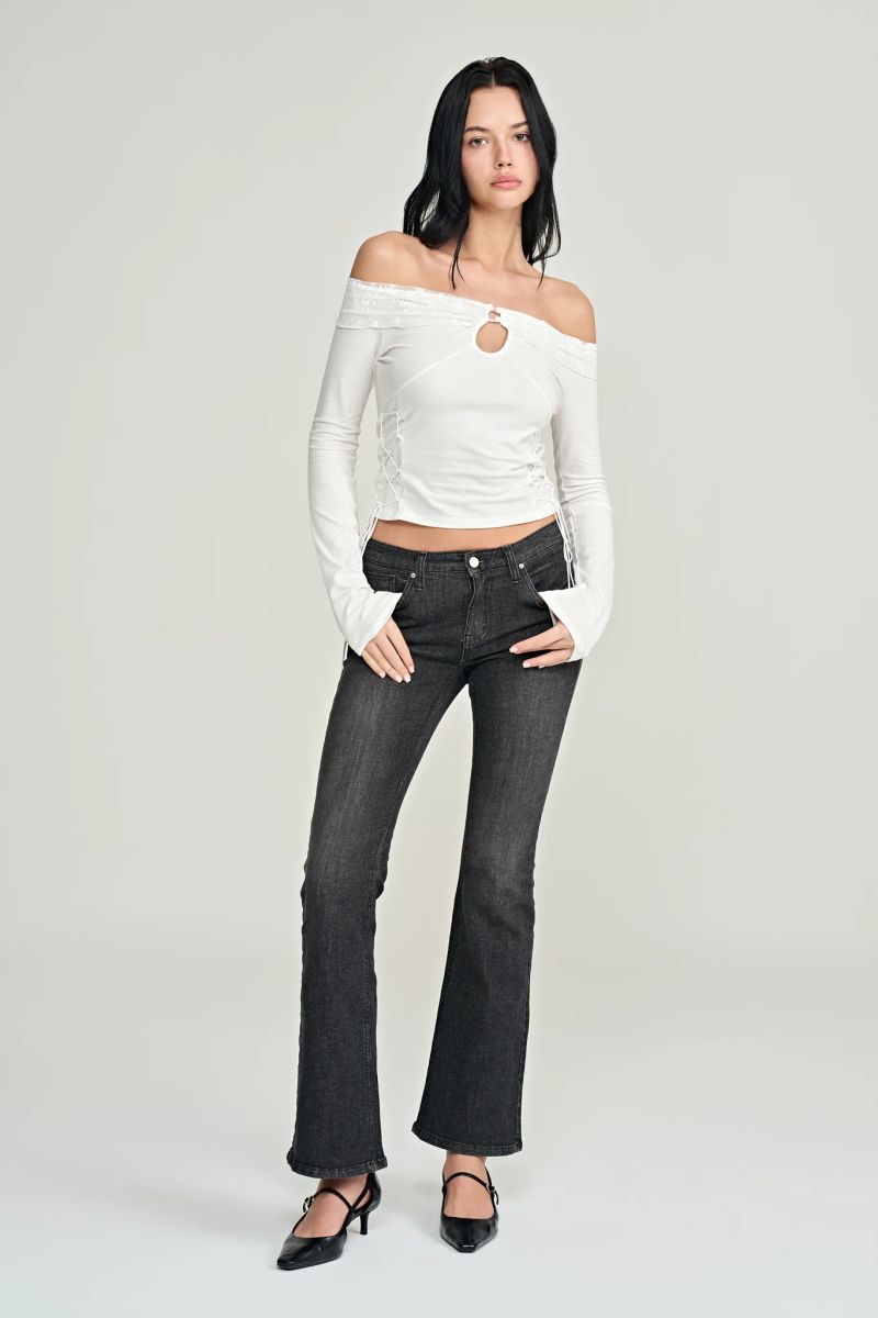 Sandy lace-up top, White