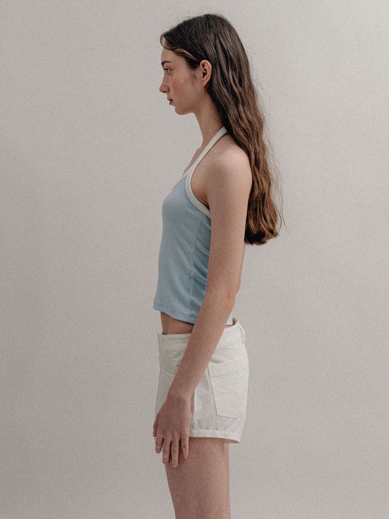 Ribbed Halter Top_Skyblue