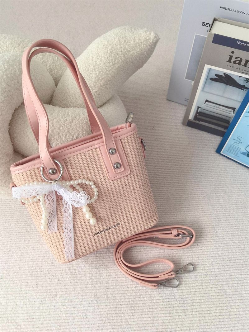 Vacation Straw Rattan Beach Holiday Bucket Bag