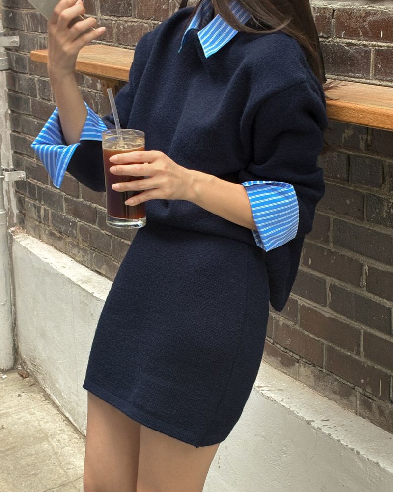 Minro Shirt Knit & Skirt Set