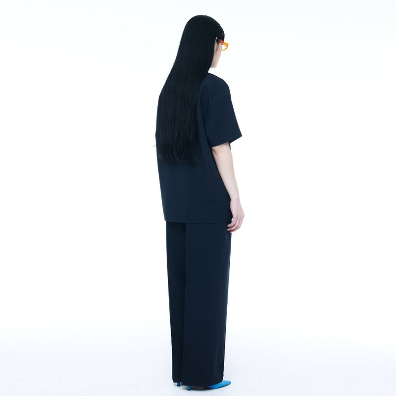 WOVEN 1/2 HALF T-SHIRT NAVY