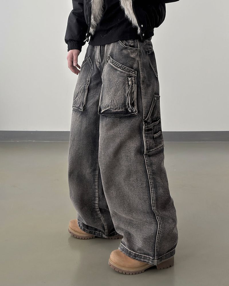Morik Utility Pocket Wide Denim Pants