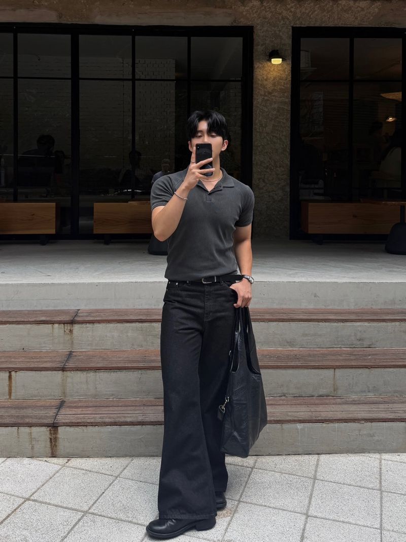 Mon pigment ribbed polo shirt