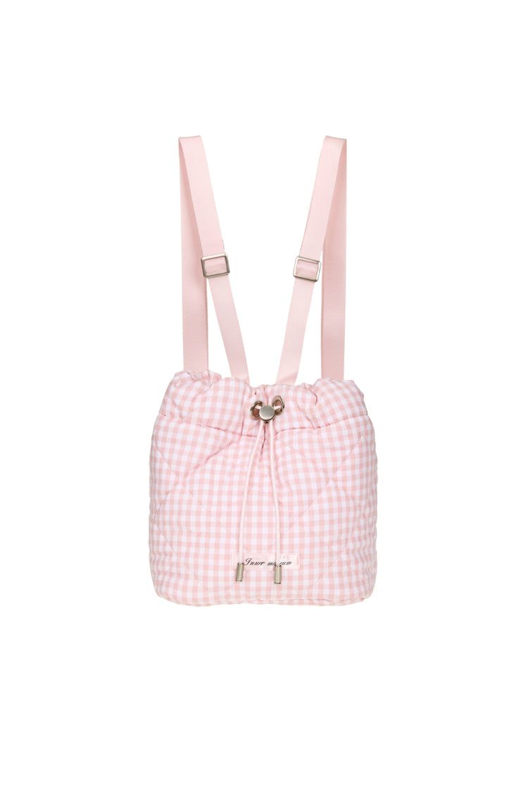 Gingham check string mini backpack (PINK)