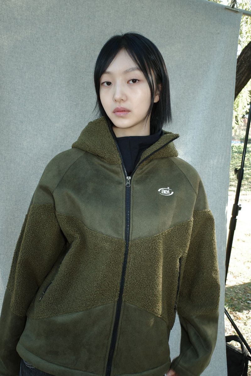 FLEECE HOODIE ZIP-UP [KHAKI]