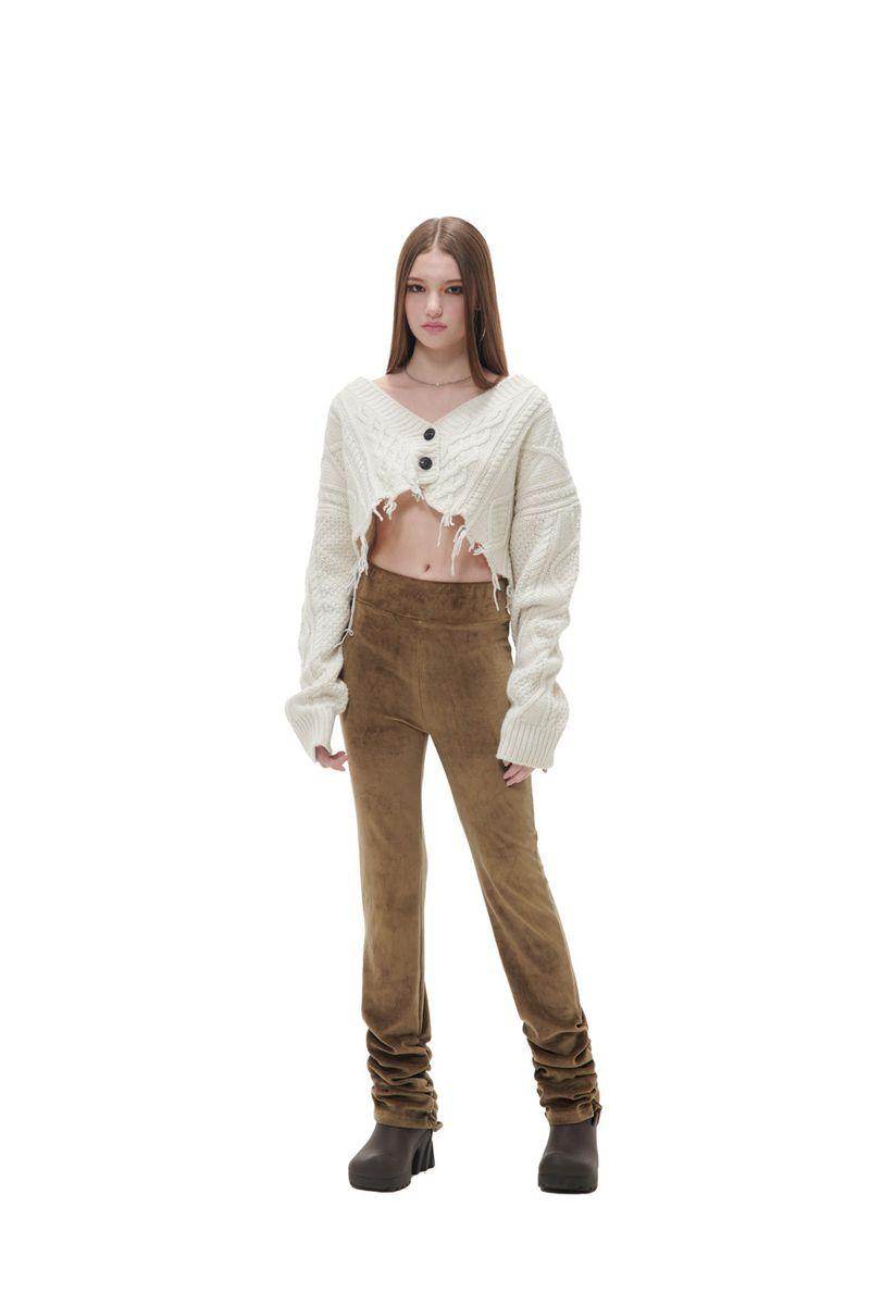 VELVET SHIRRING LEGGINGS
