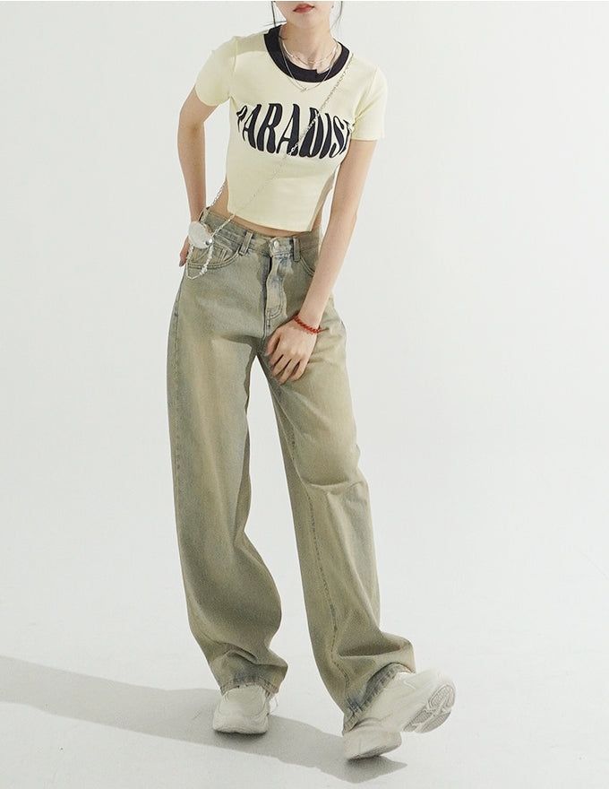 Paradise Side Cutting Cropped T-Shirt
