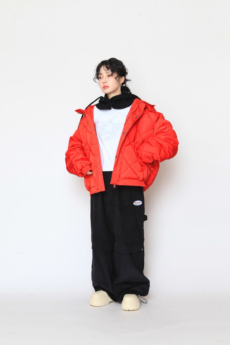 high-neck quilting padded jumper