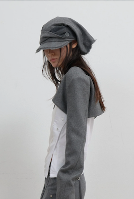 Scarf Veil Wool Cap / Grey
