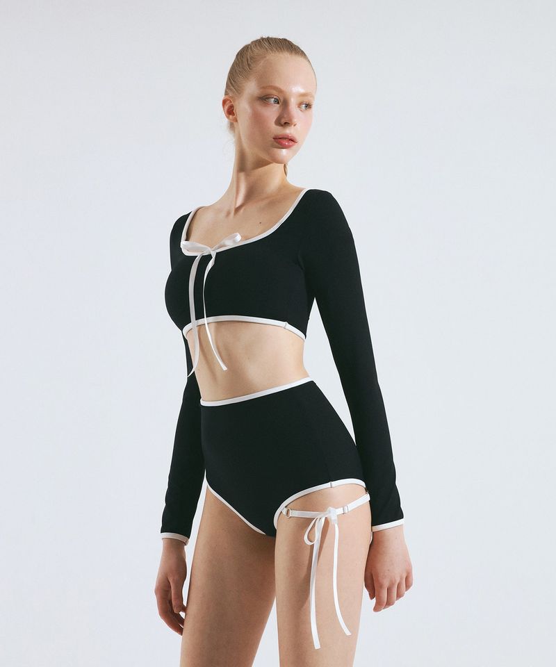 VINAJ(ビナジェイ)の「Ribbon Line Classic Bikini Bra Top (Black)(Swimwear)」