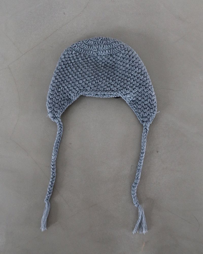 Flower patch earring beanie hat