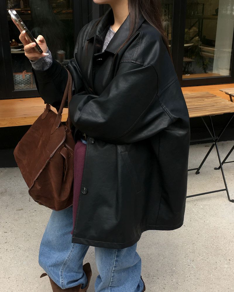 Our Leather Middle Jacket