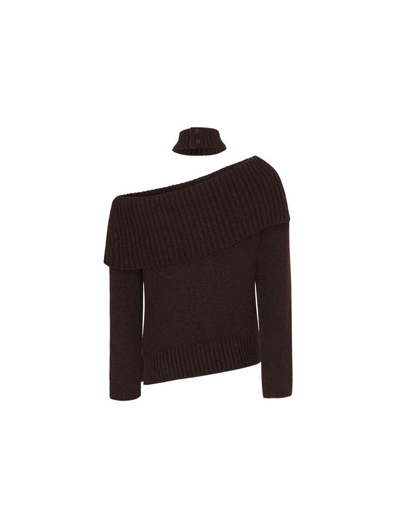 Muffler symbol knit set (Brown)