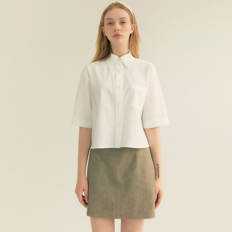 Linen Basic Skirt (Khaki)