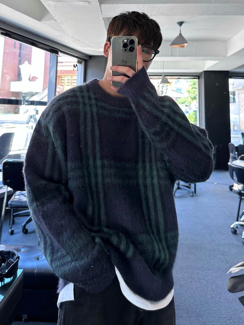 maranda check loosefit knit