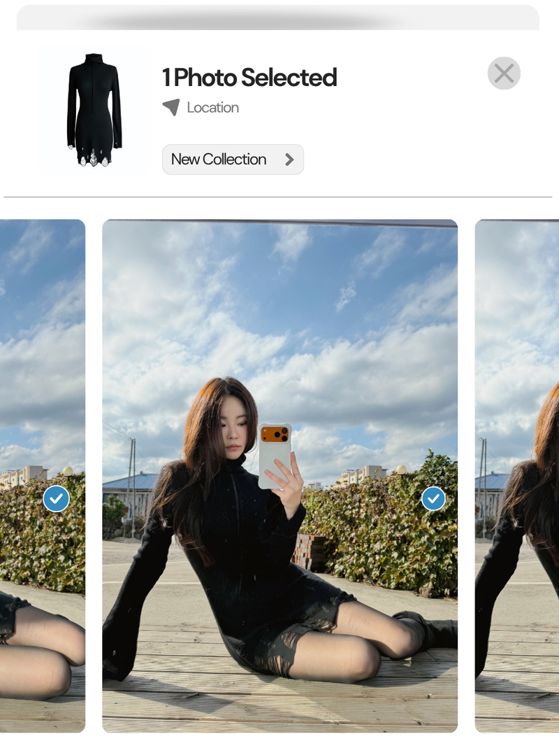 lip-mood black half-turtleneck dress