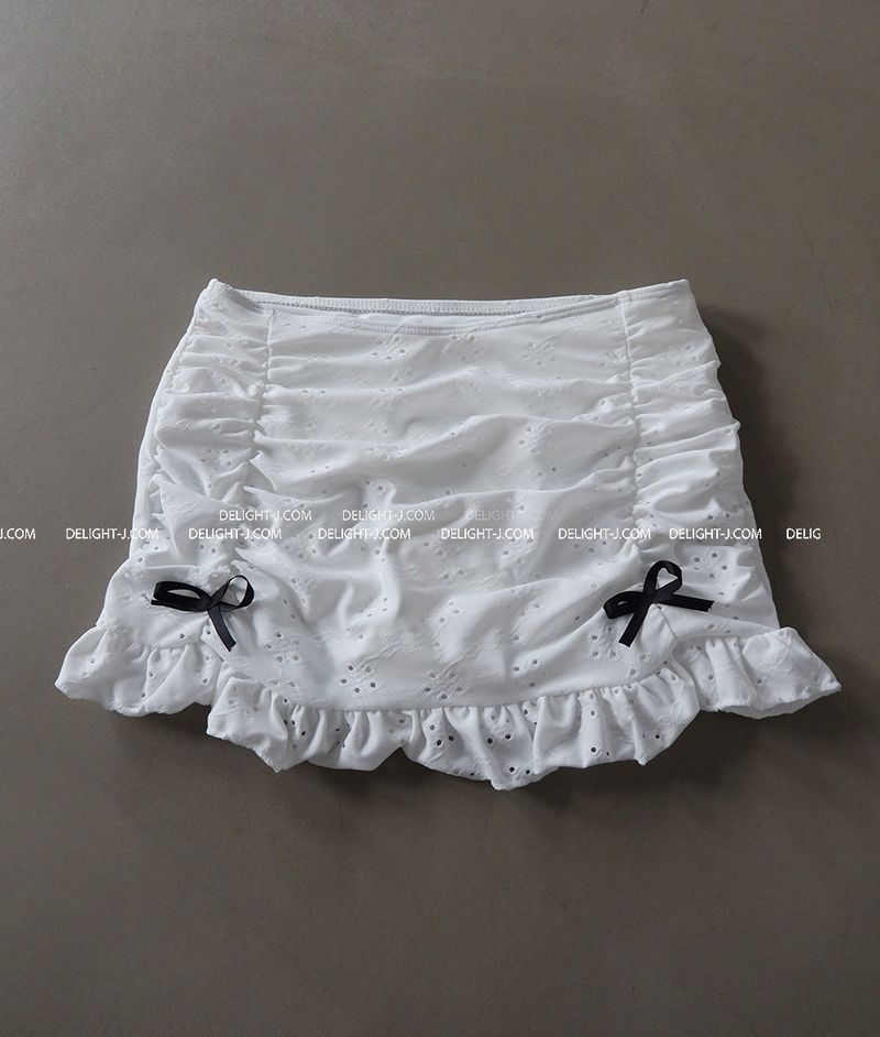 punching eyelet ribbon skirt bikini