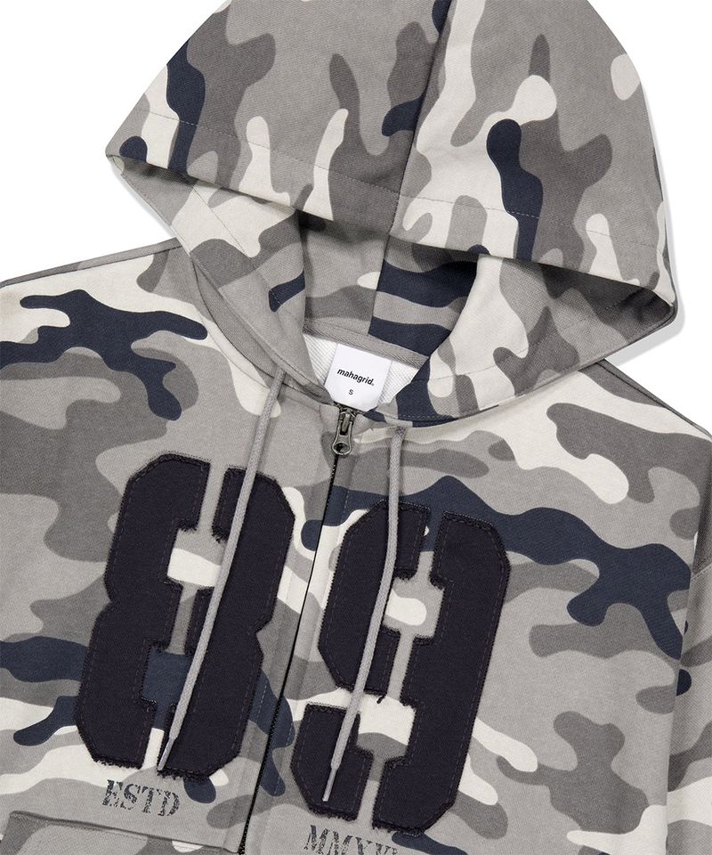 CAMO APPLIQUE ZIP UP HOODIE