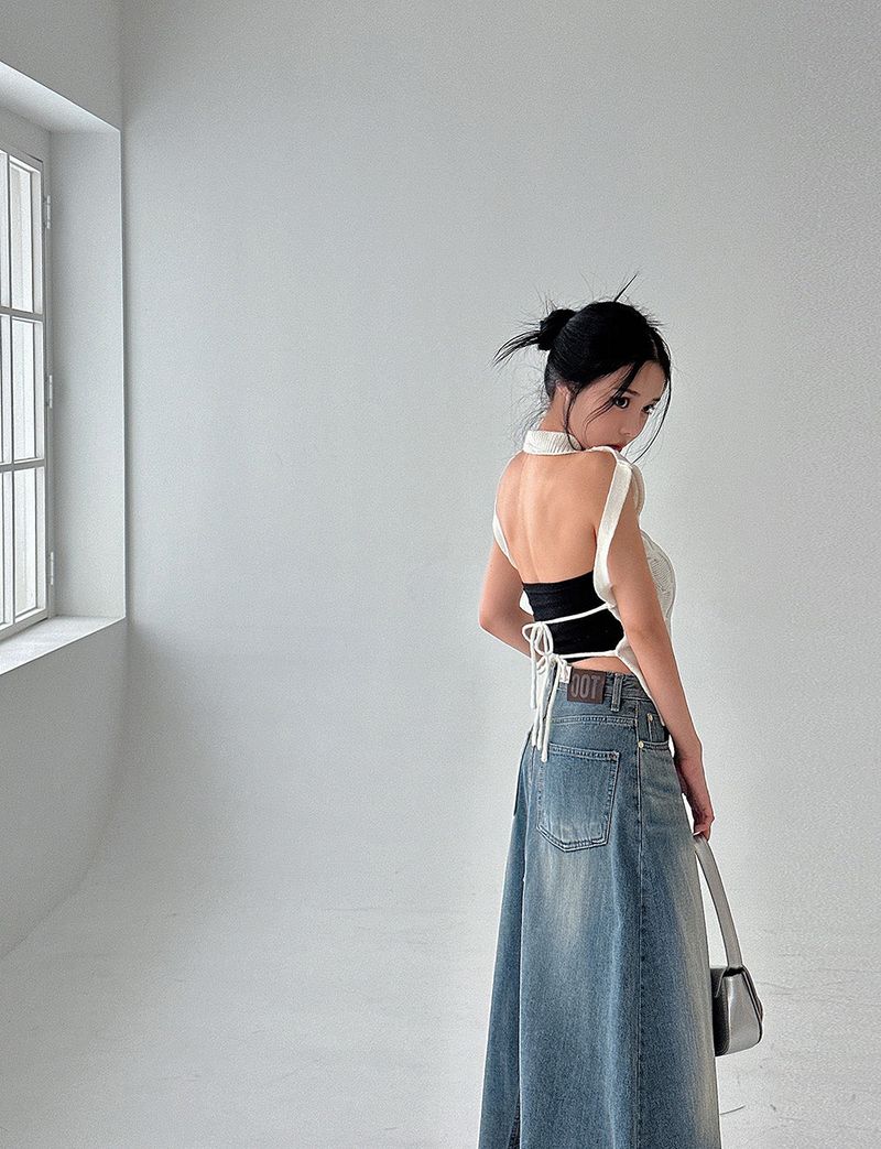 Denim Maxi Long Skirt