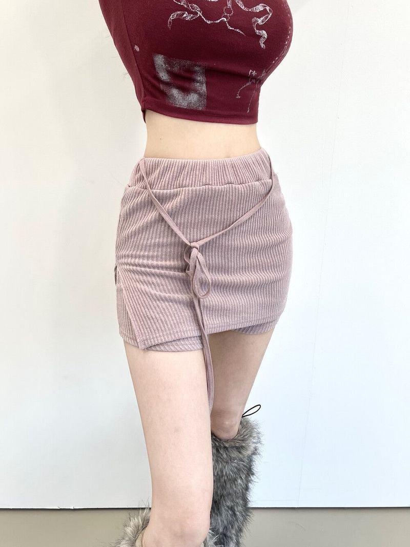 Seow（ソウ）の「1125. Knit strap short leggings sk (4color)（Skirts）」
