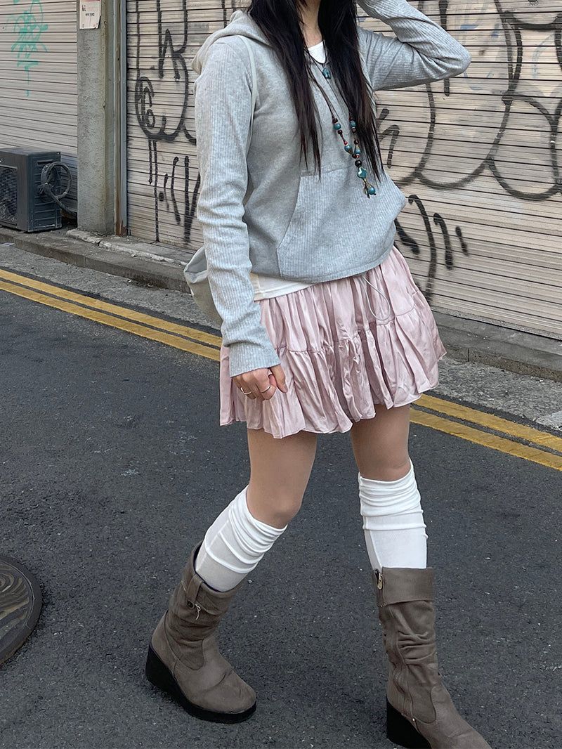 Romantic wrinkle banding skirt