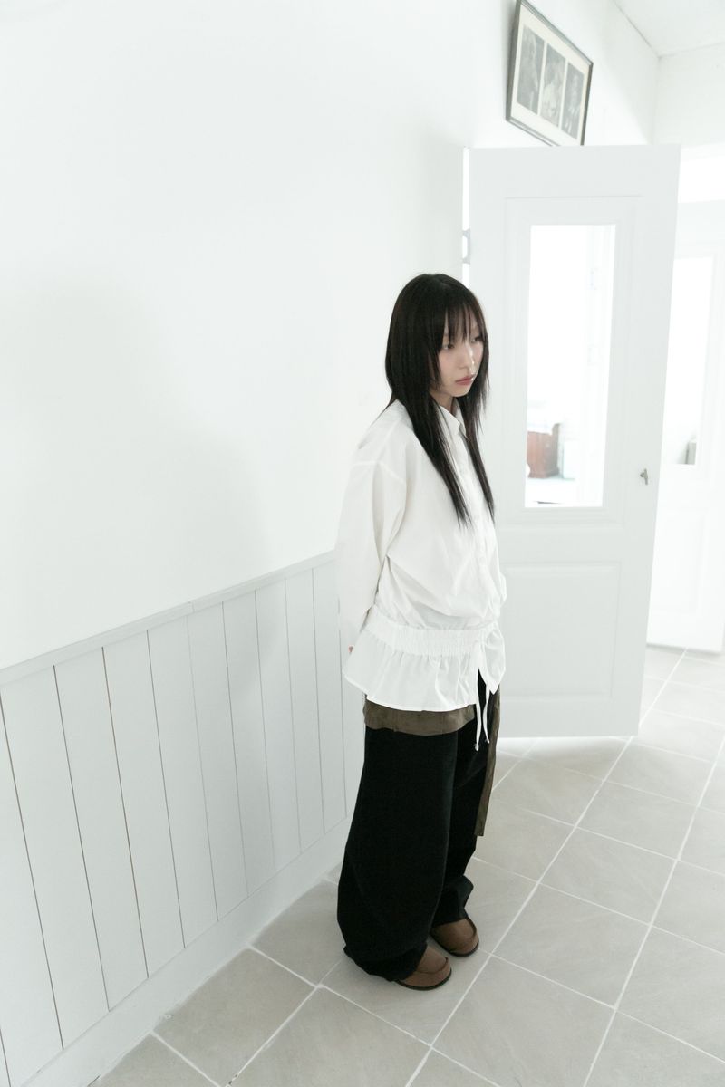 dry banding pleats shirts(2colors)