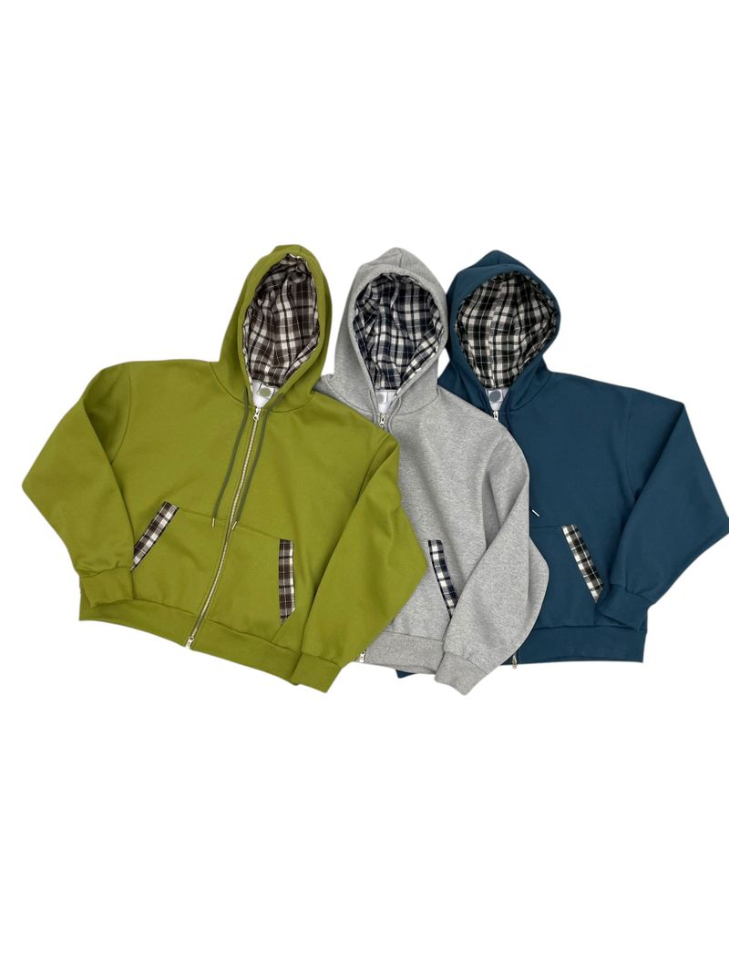maru check zip-up