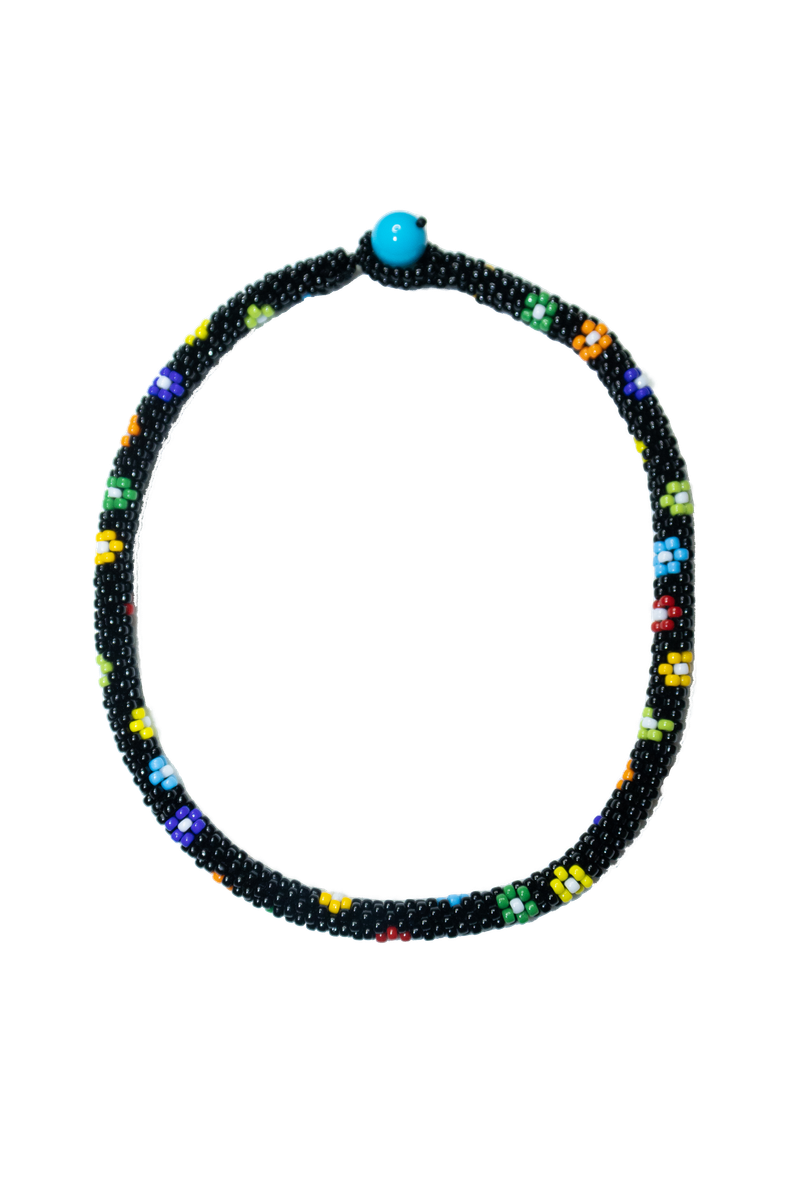 Flower signature crochet necklace (Black)
