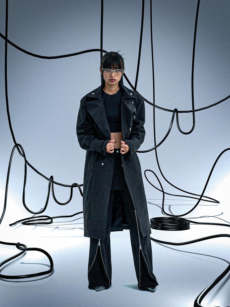 FULLOFSSUN(フルオブサン)の「Ghost In The Shell Paneled Trench Coat (Black)(Jackets/Outerwear)」