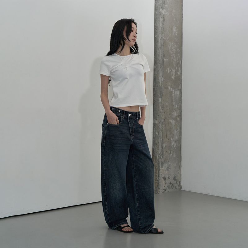 スラッシュピンタックTシャツ (WHITE)
