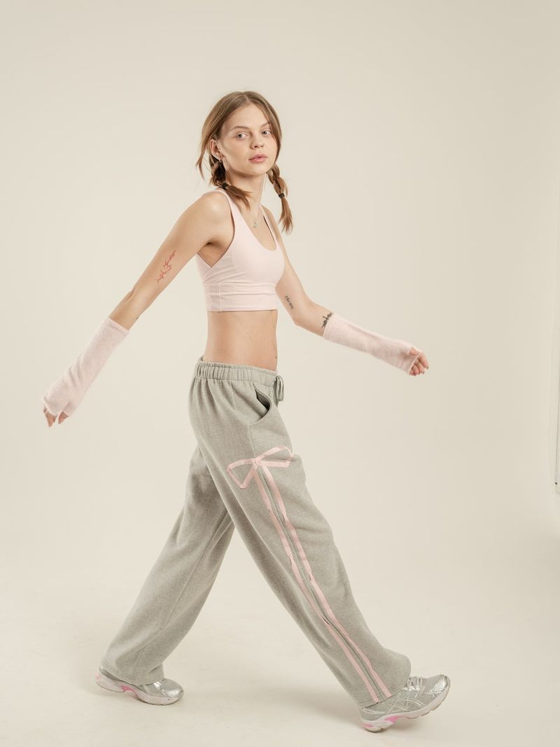 sweatsweet（スウェットスイート）の「[FW ver] SWEET RIBBON SWEAT PANTS - GRAY/PINK（Pants）」