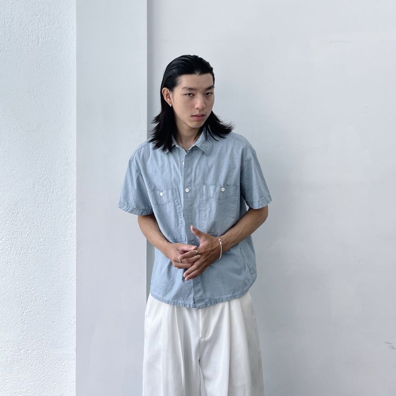 Mist Blue Double-Pocket Shirt